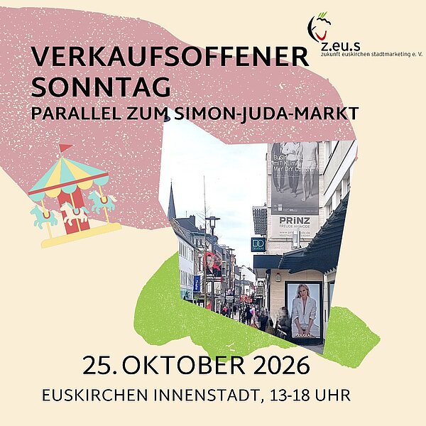 Am Sonntag öffnen die Geschäfte in der Euskirchener Innenstadt von 13-18 Uhr! Unsere Empfehlung: Erst Shoppen und dann eine Runde über den Simon-Juda-Markt oder "festhalten und aaanders herummmm..." 🙃😍